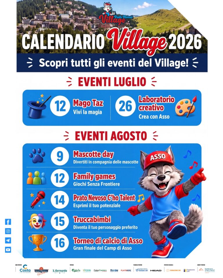Calendario Village estate 2026 con eventi per bambini e famiglie a Prato Nevoso